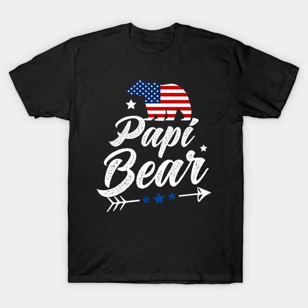 Papi Bear Patriotic Flag Matching 4th Of July T-Shirt by shanemuelleres